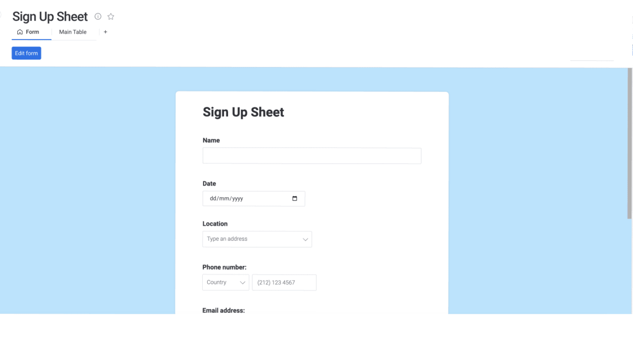 large Employee Sign In Sheet template Thumbail
